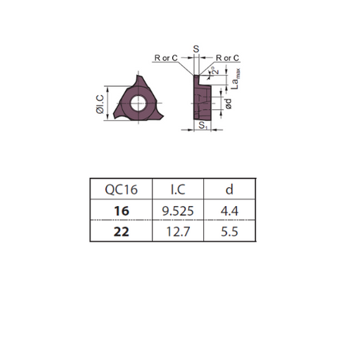 Πλακίδιο φρεζοκεφαλής QC16L075-R01, ZCC CT