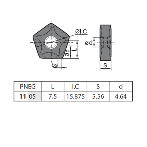 Πλακίδιο φρεζοκεφαλής PNEG110512R-PF, ZCC CT