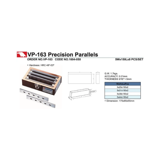 Παράλληλα Πλακίδια 4 ζευγάρια - 150x5mm - 0.01mm