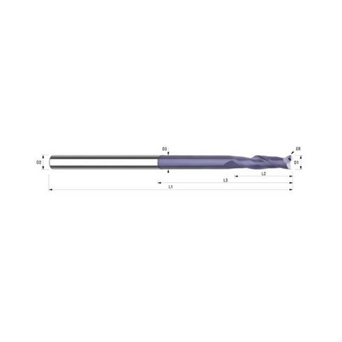 2F Carbide Router, Extra Long Coated Dimensions