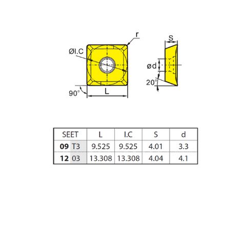 Πλακίδιο φρεζοκεφαλής SEET09T308PER-APF, ZCC CT