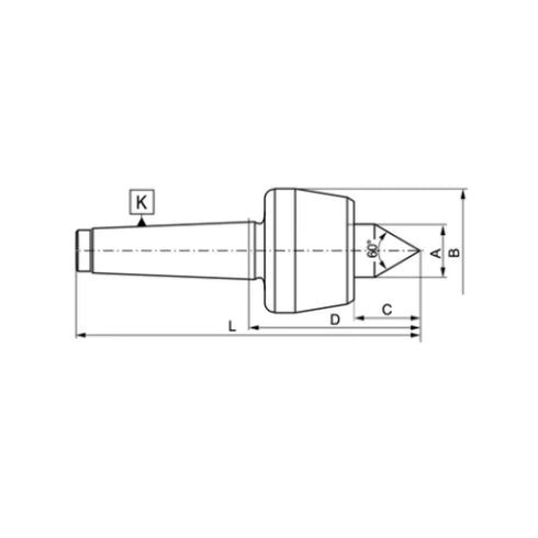 BISON 8811 R Revolving Lathe Center 60° Dimensions