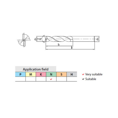Carbide Drill 3xD Without Coolant – 1105SC03 Dimensions