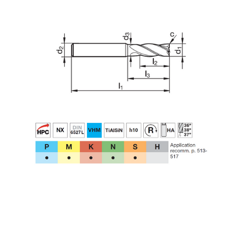 Carbide End Mill 4F, 54590 Details