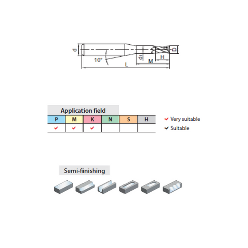 Carbide Mini End Mill 2F, GM-2EP Dimensions