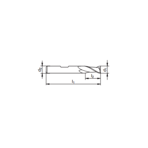 Cobalt End Mill 2F HSSCo, 74231 Dimensions