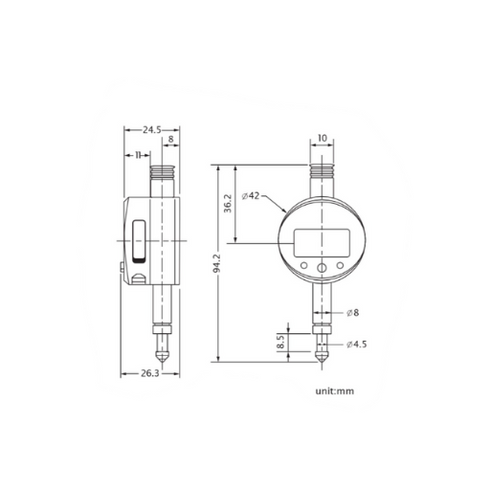 Digital Indicator 0–5mm Dimensions