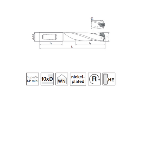 Indexable Drills 10xD, 77004 Dimensions
