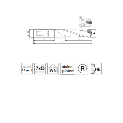 Indexable Drills 7xD, 77003 Dimensions