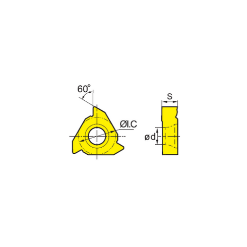 Internal Threading Insert RT11.01N 60°, ZCC CT Dimensions