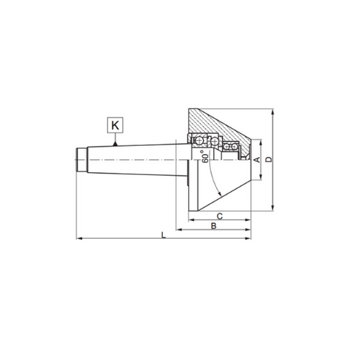 Live Center 60° Dimensions