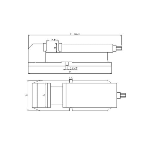 Machine vice with large opening dimensions