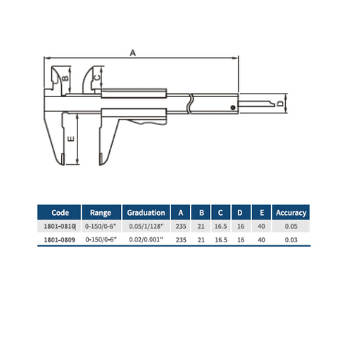 Monoblock Vernier Caliper with Auto-Locking, DASQUA DETAILS
