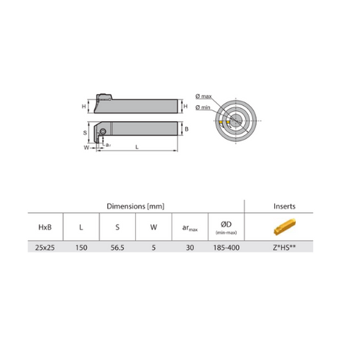 QFHSDR/L dimensions parting grooving toolholder zcctc