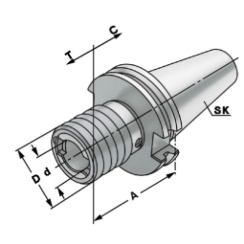 SK Cone for Collet Chuck with Return Dimensions