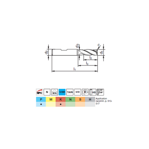SuperF-UT Milling Cutters N 54563 dimensions