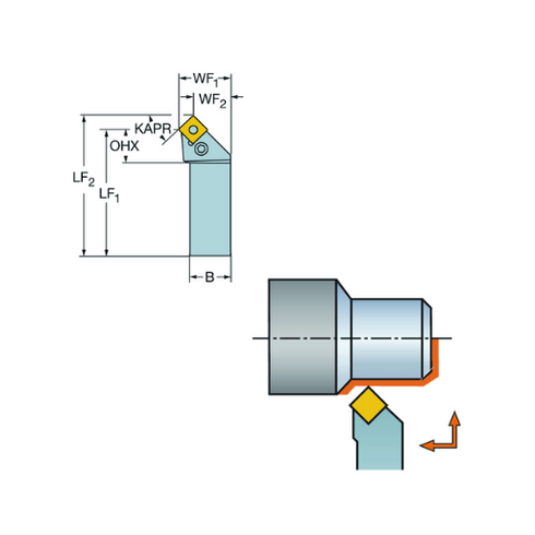 Turning toolholder left PSSNL 2020K12 Dimensions