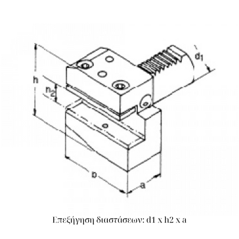 VDI B1 Radial Toolholder, Right-Hand, Short Dimensions