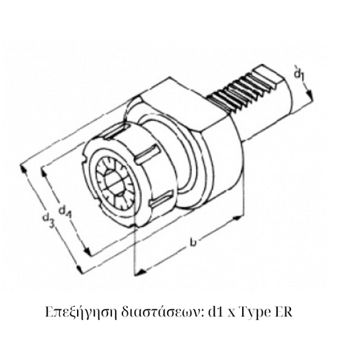 VDI E4 Toolholder for ER Collets Dimensions